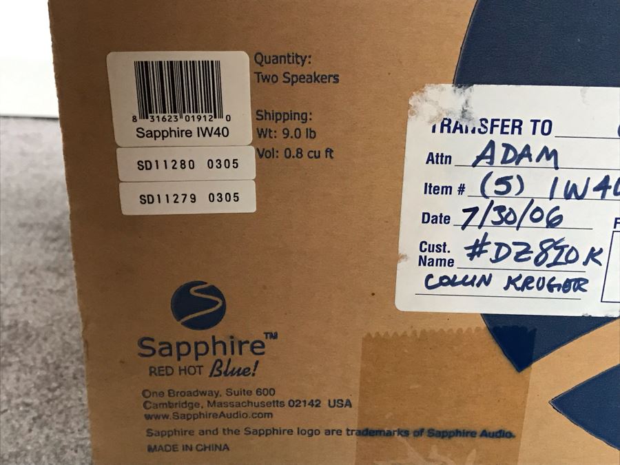 New With Box Sapphire Speakers IW40 Two-Way High Performance In-Wall Speakers - Two Speakers [Photo 5]