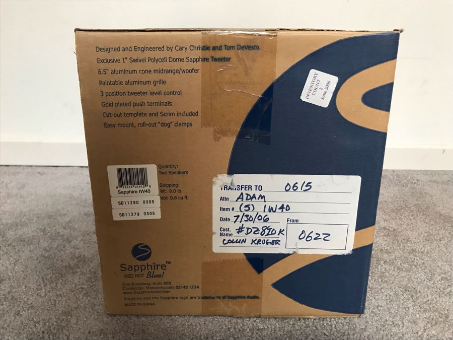 New With Box Sapphire Speakers IW40 Two-Way High Performance In-Wall Speakers - Two Speakers [Photo 3]