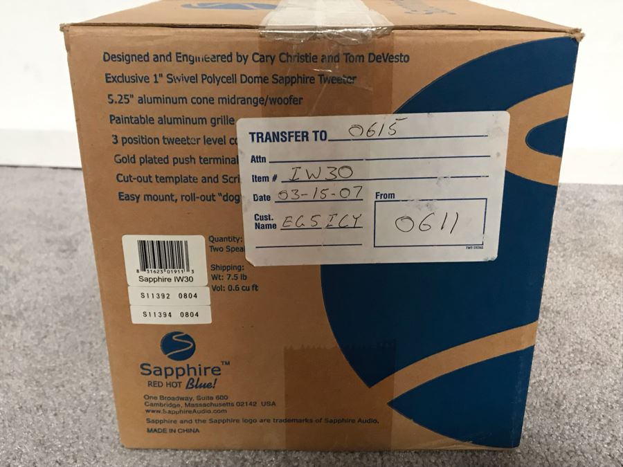 New With Box Sapphire Speakers IW30 Two-Way High Performance In-Wall Speakers - Two Speakers [Photo 5]