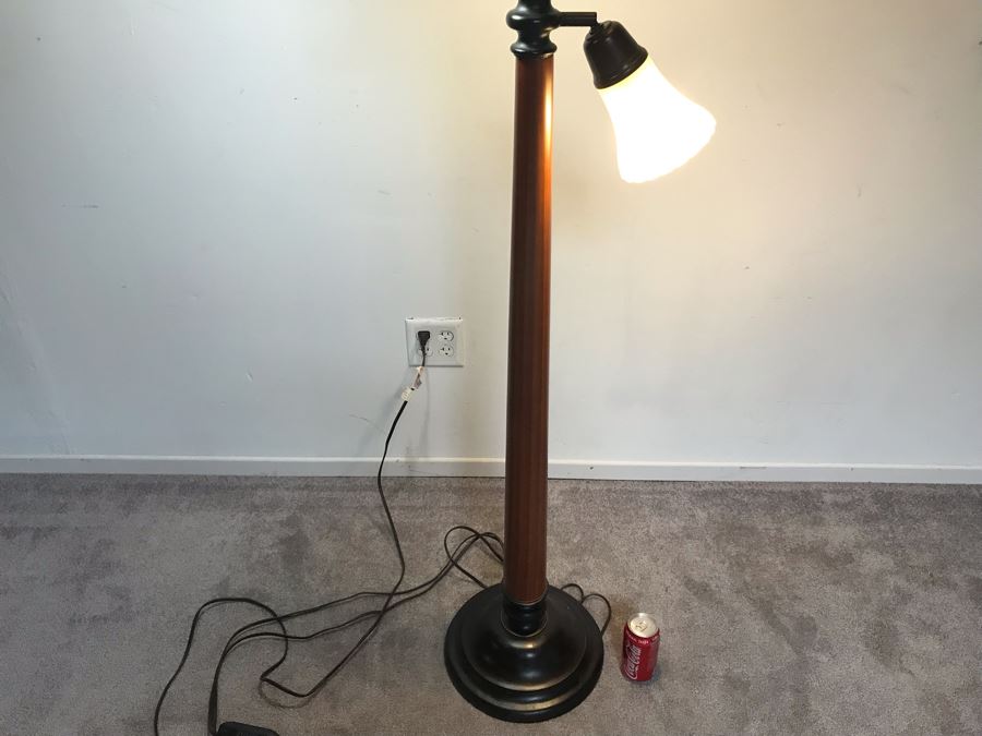 Metal 3-Light Floor Lamp With Glass Shades - Top Light Has Dimmer Switch [Photo 4]