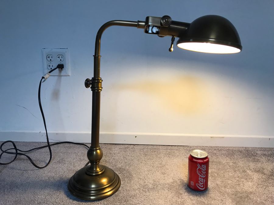 Pottery 2024 Barn Industrial Brass Adjustable Table Desk Lamp Works