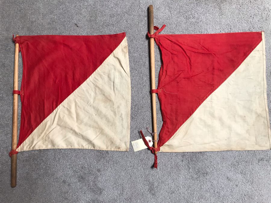 Pair Of Vintage Signal Flags 17W X 18H Retails $150 [Photo 2]