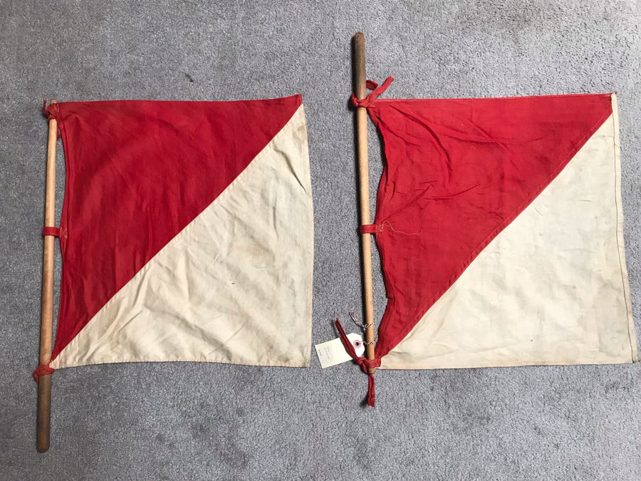 Pair Of Vintage Signal Flags 17W X 18H Retails $150 [Photo 1]
