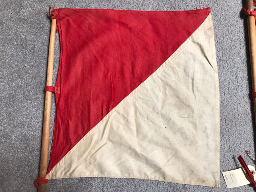 Pair Of Vintage Signal Flags 17W X 18H Retails $150