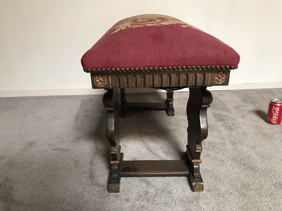 Vintage Needlepoint Bench By K. H. Lengfeld San Francisco, CA 37W X 15D X 21H [Photo 10]