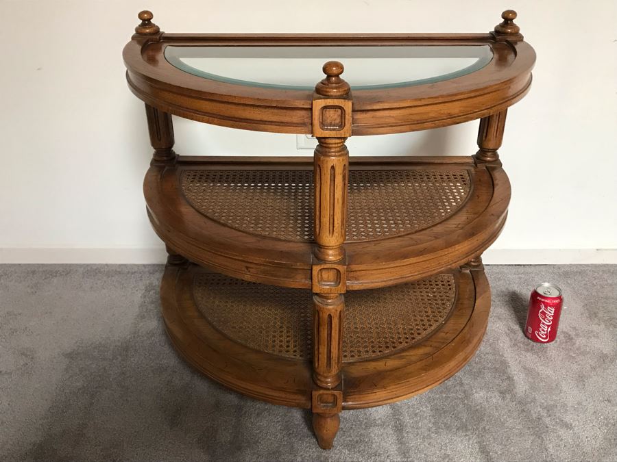 Vintage Demilune Table By Thomasville 27W X 16D X 25H