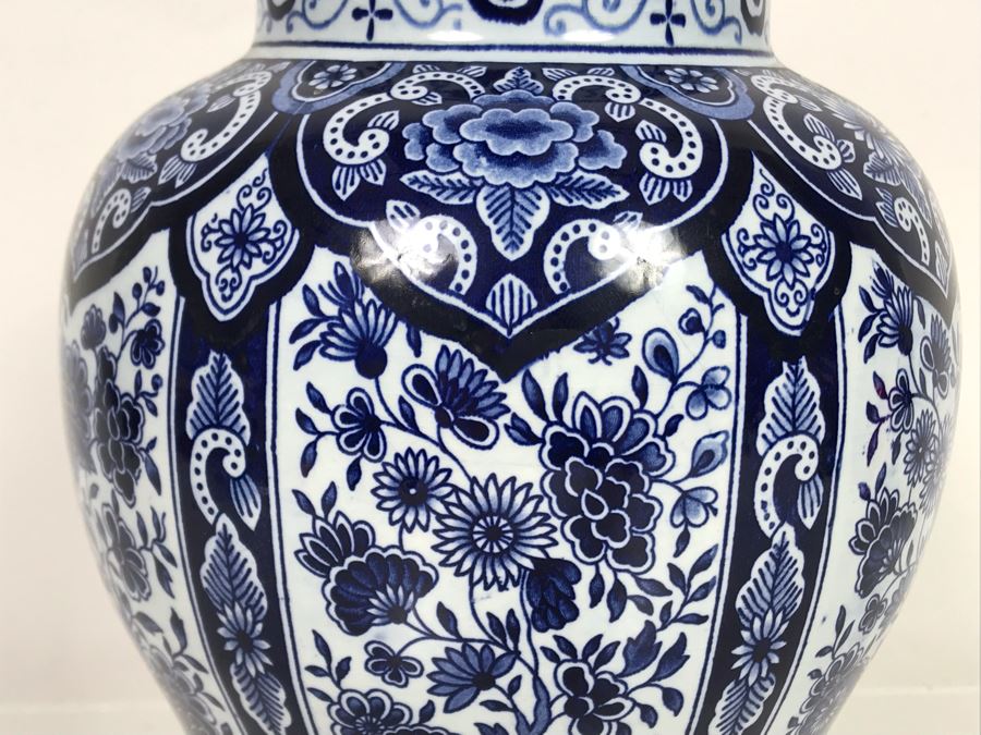 Vintage Blue Delft Vase Made In Holland 7W X 9.5H [Photo 5]