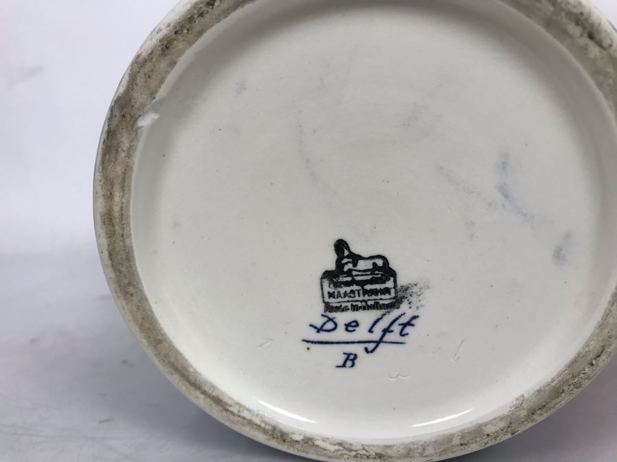 Vintage Blue Delft Vase Made In Holland 7W X 9.5H [Photo 9]