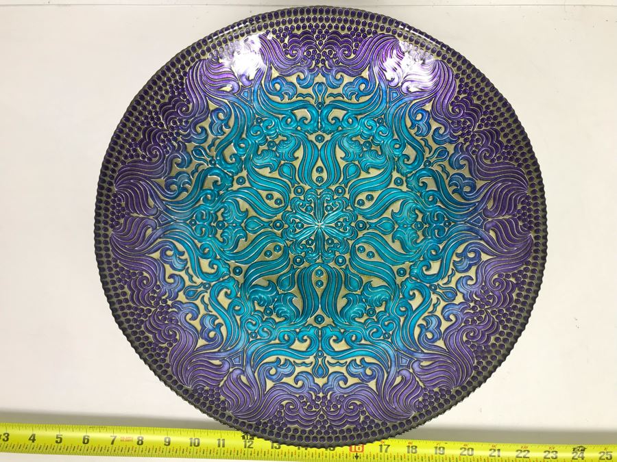 Stunning Handmade Turkish Glass Bowl 16R X 2.75H [Photo 1]