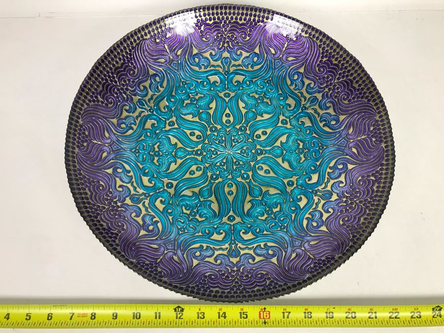 Stunning Handmade Turkish Glass Bowl 16R X 2.75H [Photo 2]