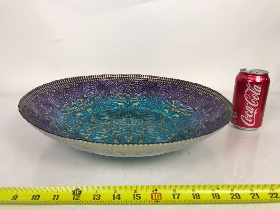 Stunning Handmade Turkish Glass Bowl 16R X 2.75H [Photo 6]