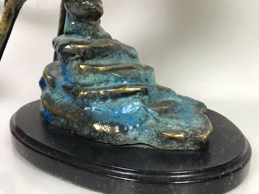 Large Bronze Metal Sculpture With Color Patina On Marble Base Of Cheetah Signed A. Jacobs 31W X 8D X 18H [Photo 15]