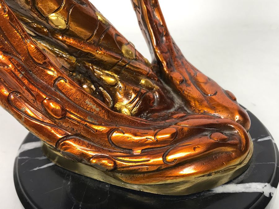 Large Bronze Metal Sculpture With Color Patina Of Woman On Marble Base Unsigned 9W X 18H [Photo 10]