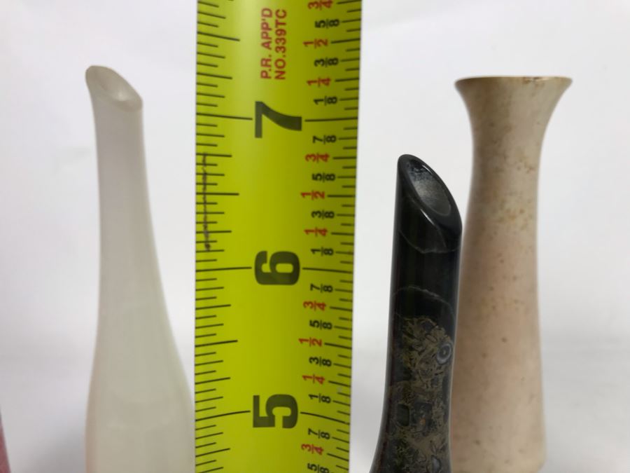 Set Of Four Turned Polished Stone Vases 7H-8H [Photo 10]