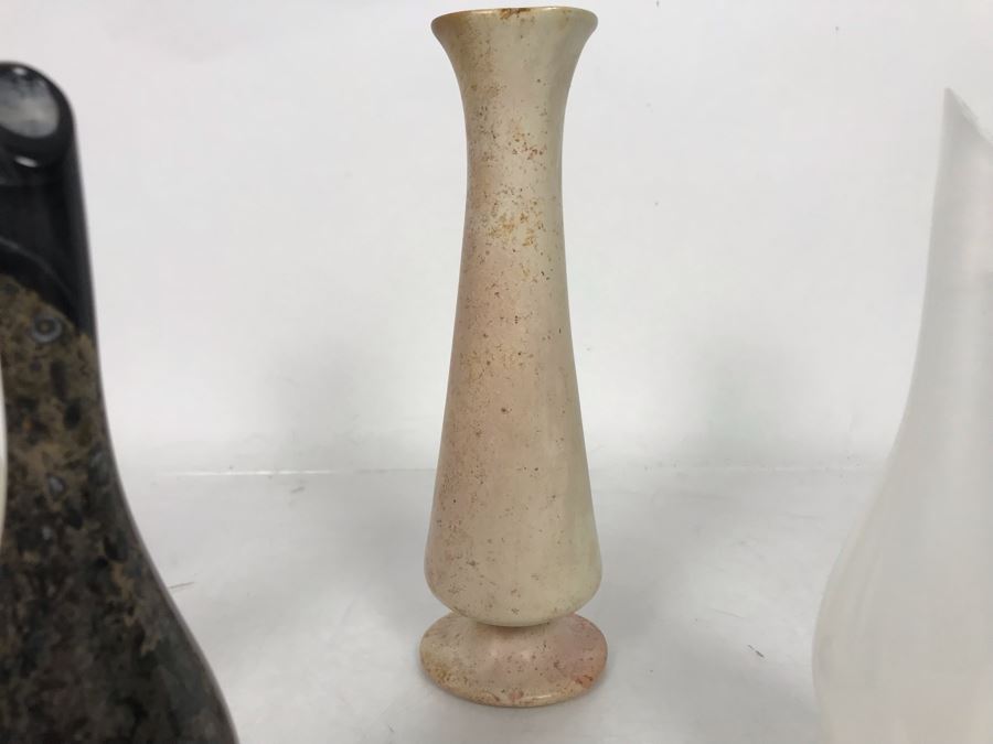 Set Of Four Turned Polished Stone Vases 7H-8H [Photo 9]