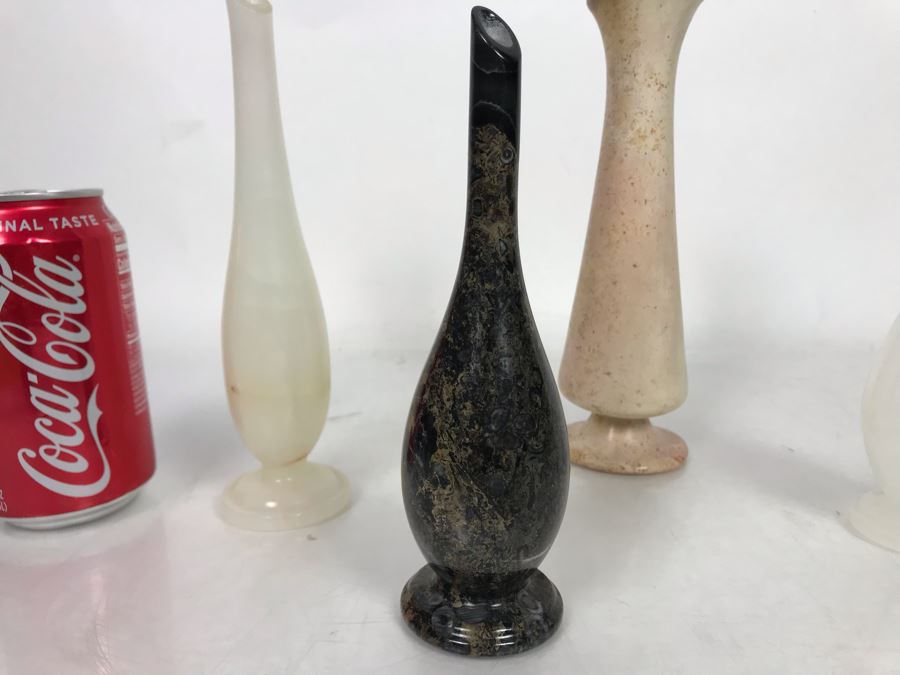 Set Of Four Turned Polished Stone Vases 7H-8H [Photo 3]