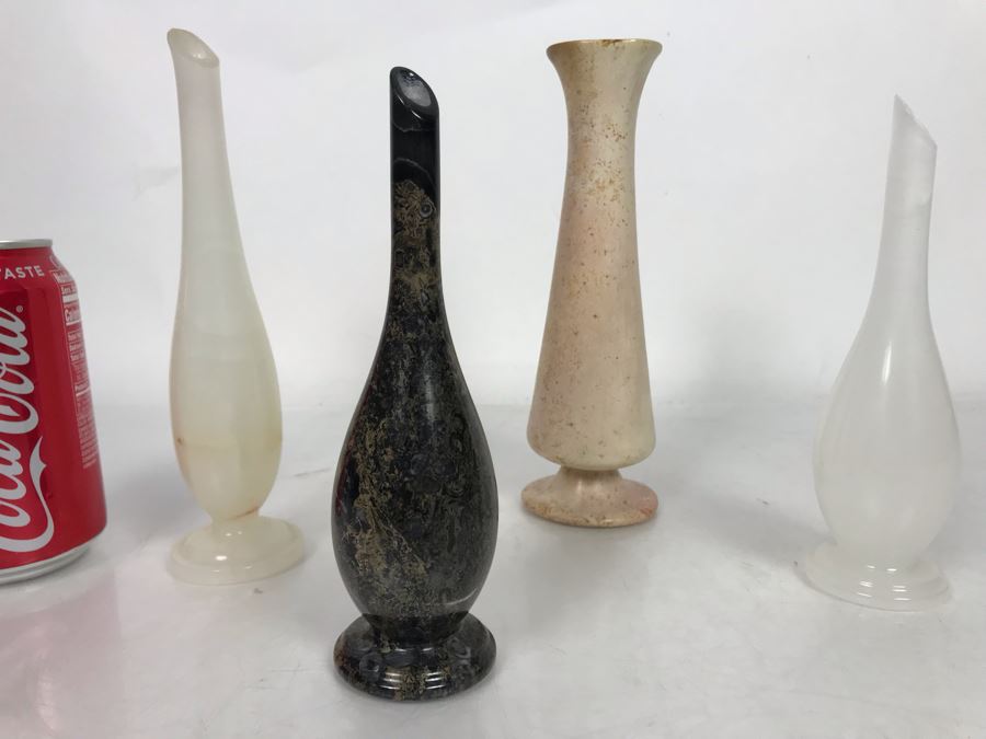 Set Of Four Turned Polished Stone Vases 7H-8H [Photo 2]