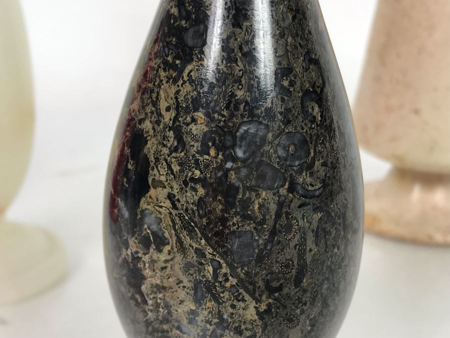 Set Of Four Turned Polished Stone Vases 7H-8H [Photo 4]
