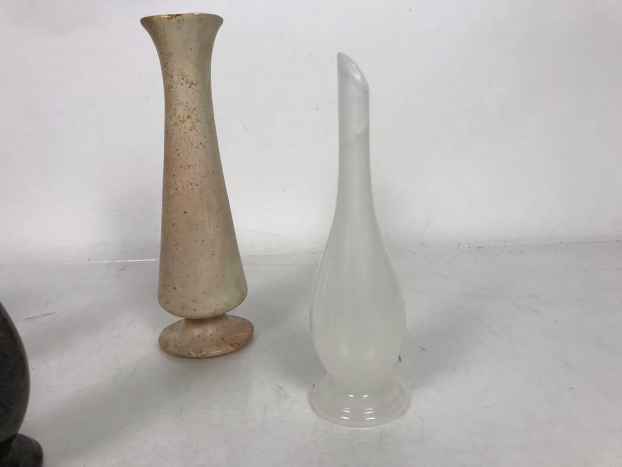 Set Of Four Turned Polished Stone Vases 7H-8H [Photo 8]
