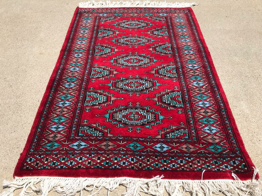 Vintage Handmade Persian Area Rug 2'1' X 3'3' Apx. 400 knots / sq. in.