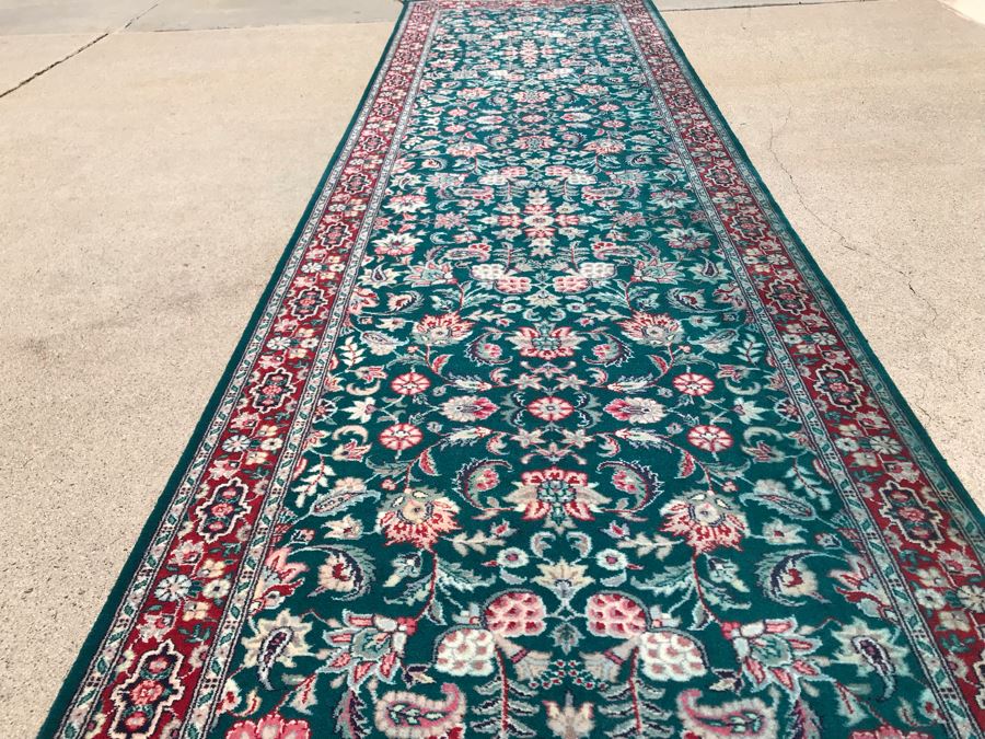Vintage Handmade Persian Runner Rug Kashan Design Wool Rug Double Knot From Pakistan 2'6' X 14'1' Apx. 300 knots / sq. in. With Certificate Of Authenticity [Photo 9]