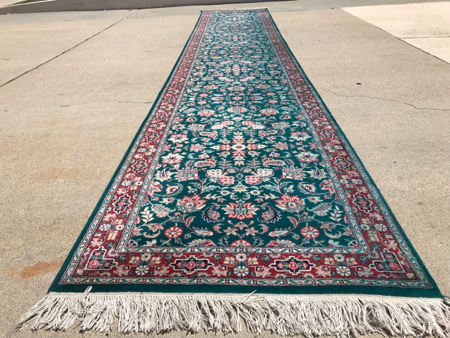 Vintage Handmade Persian Runner Rug Kashan Design Wool Rug Double Knot From Pakistan 2'6' X 14'1' Apx. 300 knots / sq. in. With Certificate Of Authenticity [Photo 5]