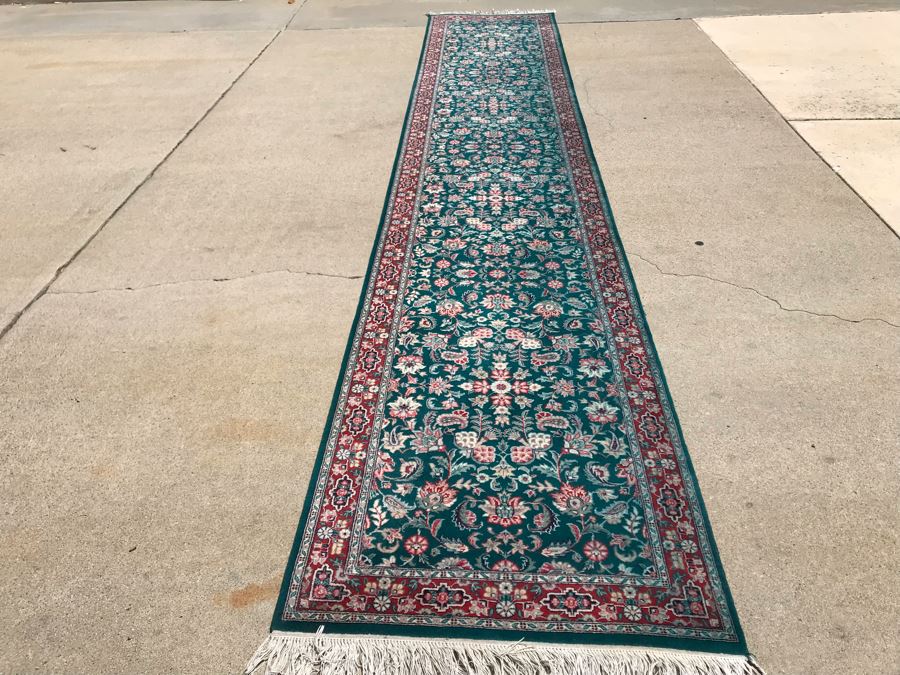 Vintage Handmade Persian Runner Rug Kashan Design Wool Rug Double Knot From Pakistan 2'6' X 14'1' Apx. 300 knots / sq. in. With Certificate Of Authenticity [Photo 6]
