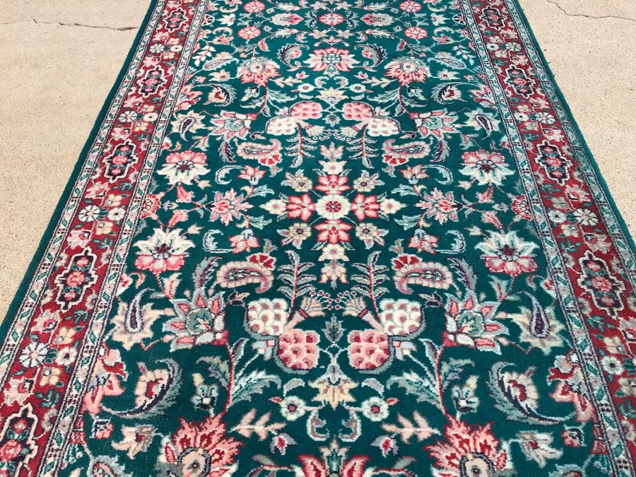 Vintage Handmade Persian Runner Rug Kashan Design Wool Rug Double Knot From Pakistan 2'6' X 14'1' Apx. 300 knots / sq. in. With Certificate Of Authenticity [Photo 3]