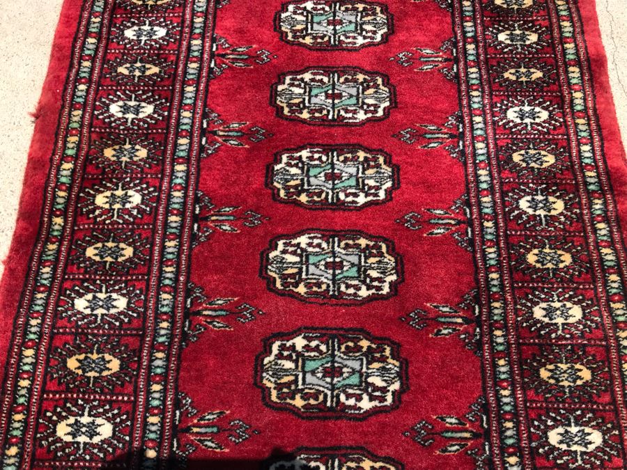 Vintage Handmade SIGNED Persian Runner Rug Bokhara Design From Lahore Pakistan Virgin Wool 2' X 6'2' Apx. 400 knots / sq. in. With Certificate Of Authenticity Valued $1,100 [Photo 8]