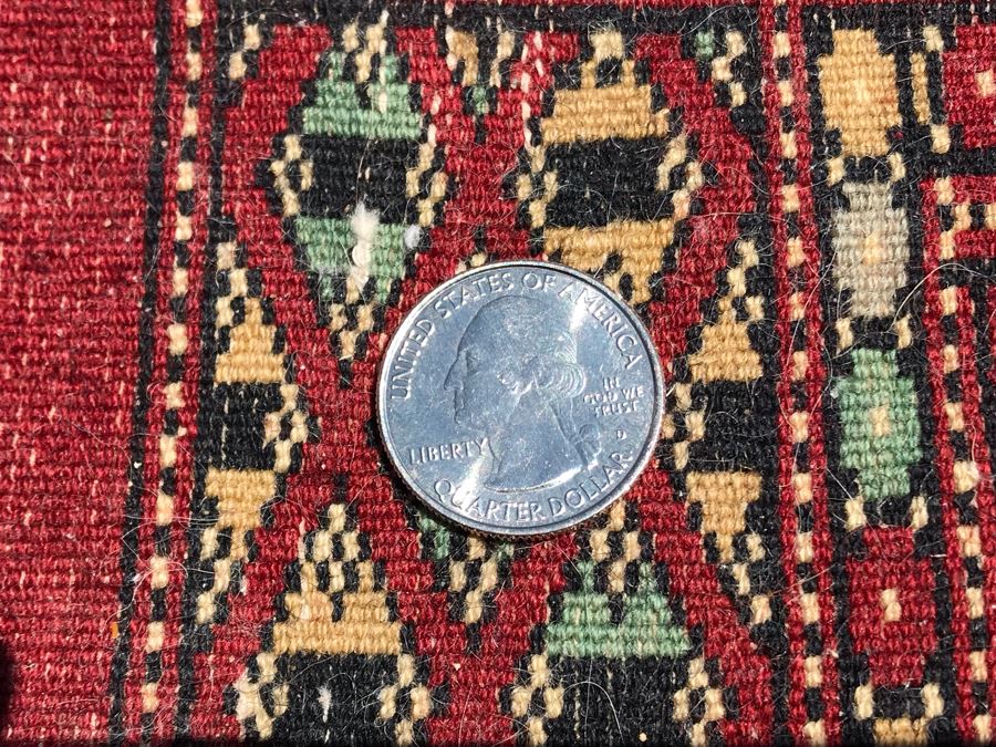 Vintage Handmade SIGNED Persian Runner Rug Bokhara Design From Lahore Pakistan Virgin Wool 2' X 6'2' Apx. 400 knots / sq. in. With Certificate Of Authenticity Valued $1,100 [Photo 11]