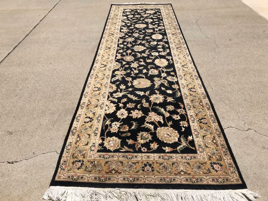 Vintage Handmade Persian Runner Rug Tabriz Design Made In Pakistan (Lahore) Fine New Zealand Wool And Silk With 2008 Appraisal Of $2,500 2'7' X 8'7' Double Knot Apx. 250 knots / sq. in. [Photo 1]