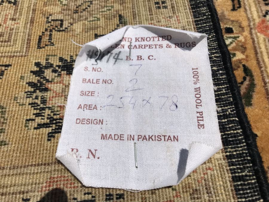 Vintage Handmade Persian Runner Rug Tabriz Design Made In Pakistan (Lahore) Fine New Zealand Wool And Silk With 2008 Appraisal Of $2,500 2'7' X 8'7' Double Knot Apx. 250 knots / sq. in. [Photo 10]