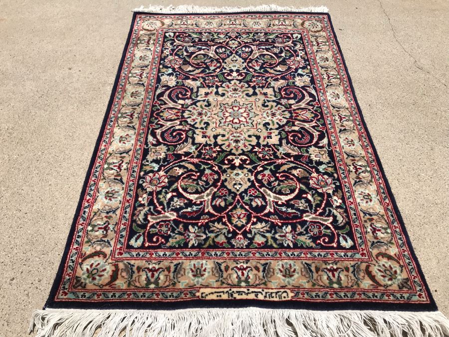 Vintage Handmade SIGNED Persian Area Rug 2' X 3'3' Apx. 290 knots / sq. in. [Photo 2]