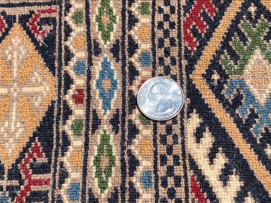 Vintage Handmade Persian Area Rug With Unusual Primary Colors 4'2' X 6'8' Apx. 400 knots / sq. in. [Photo 17]