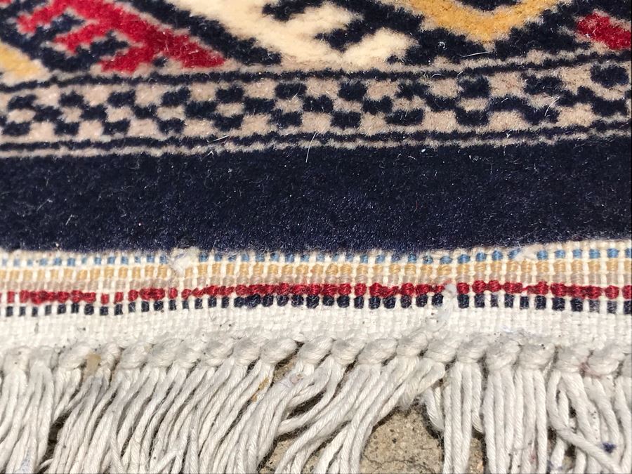 Vintage Handmade Persian Area Rug With Unusual Primary Colors 4'2' X 6'8' Apx. 400 knots / sq. in. [Photo 8]