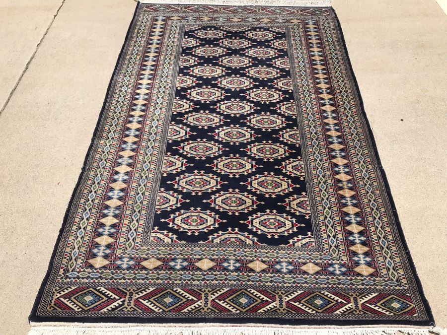 Vintage Handmade Persian Area Rug With Unusual Primary Colors 4'2' X 6'8' Apx. 400 knots / sq. in. [Photo 6]