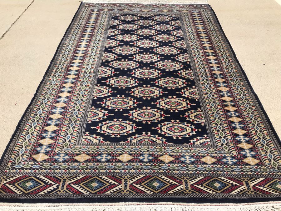 Vintage Handmade Persian Area Rug With Unusual Primary Colors 4'2' X 6'8' Apx. 400 knots / sq. in. [Photo 2]