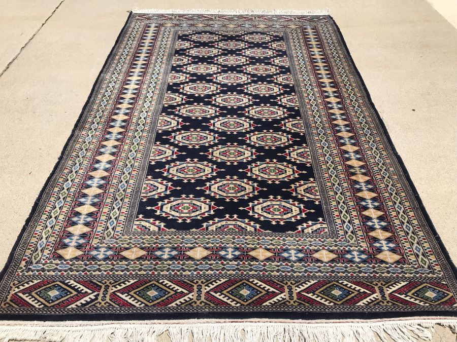 Vintage Handmade Persian Area Rug With Unusual Primary Colors 4'2' X 6'8' Apx. 400 knots / sq. in. [Photo 4]