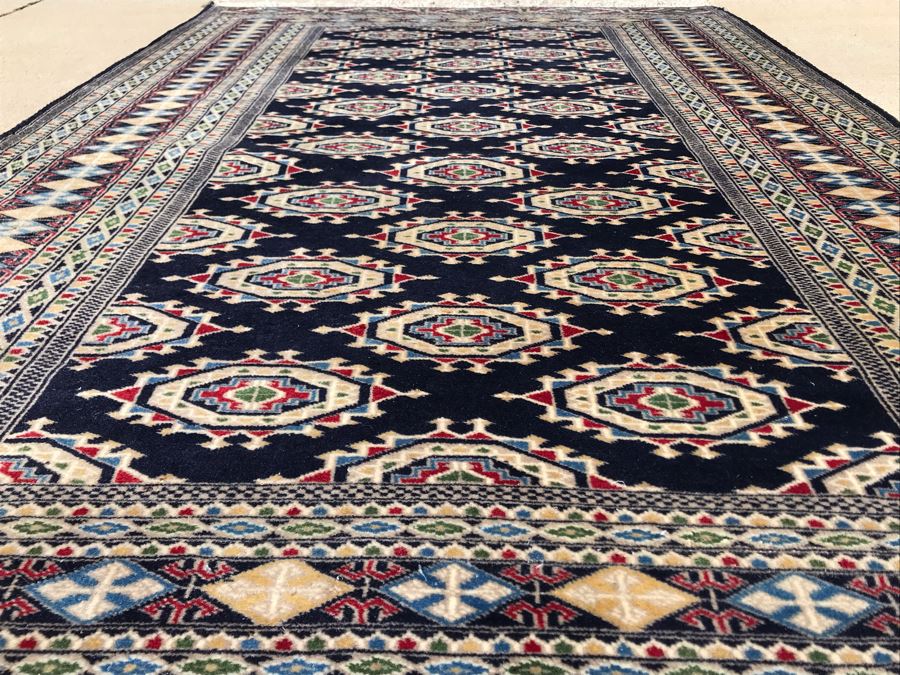 Vintage Handmade Persian Area Rug With Unusual Primary Colors 4'2' X 6'8' Apx. 400 knots / sq. in. [Photo 9]