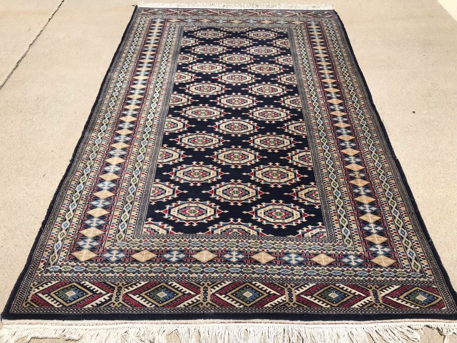 Vintage Handmade Persian Area Rug With Unusual Primary Colors 4'2' X 6'8' Apx. 400 knots / sq. in. [Photo 5]
