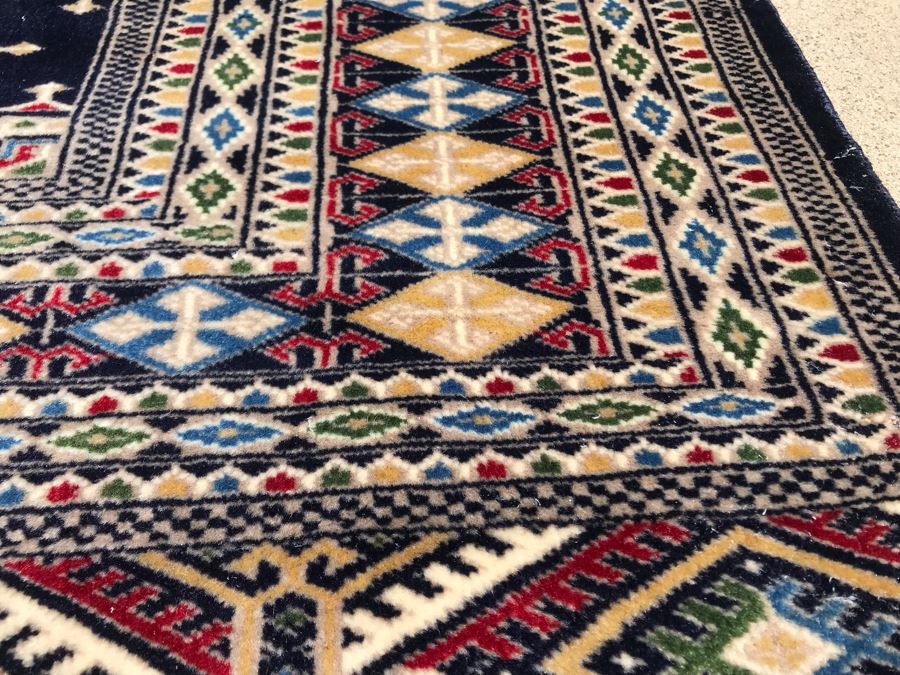 Vintage Handmade Persian Area Rug With Unusual Primary Colors 4'2' X 6'8' Apx. 400 knots / sq. in. [Photo 11]