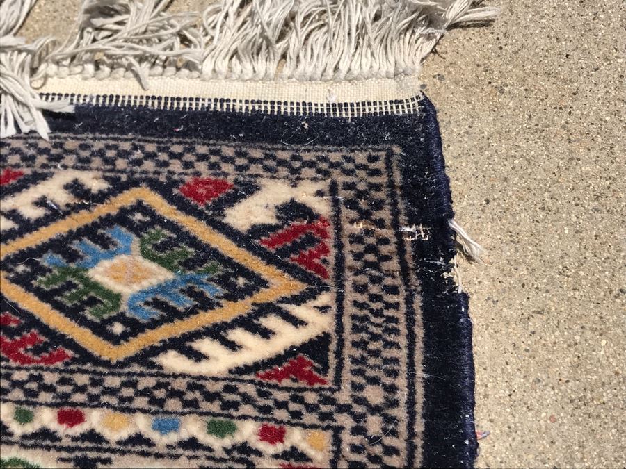 Vintage Handmade Persian Area Rug With Unusual Primary Colors 4'2' X 6'8' Apx. 400 knots / sq. in. [Photo 19]