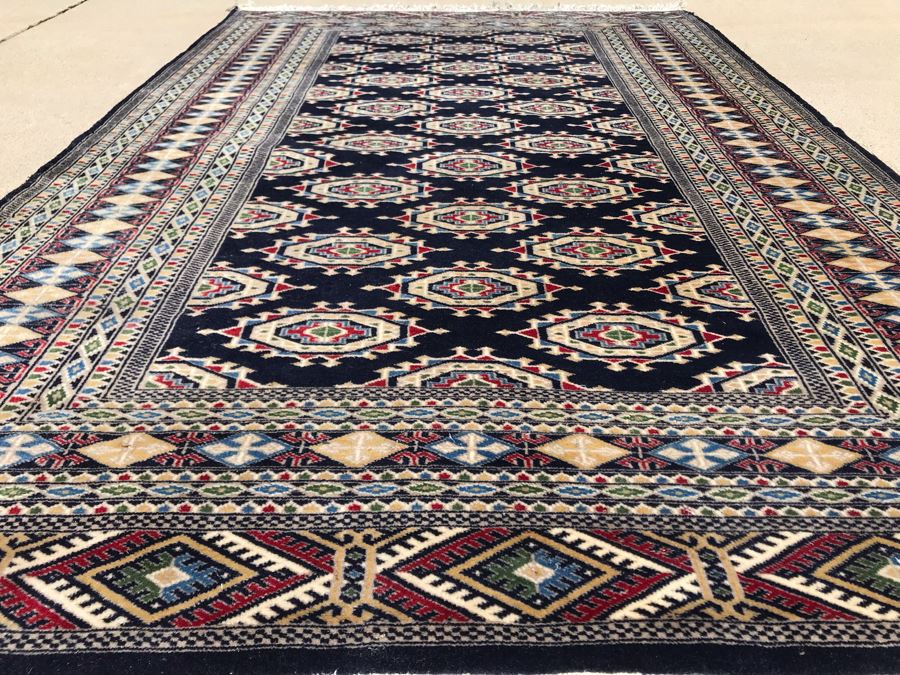 Vintage Handmade Persian Area Rug With Unusual Primary Colors 4'2' X 6'8' Apx. 400 knots / sq. in. [Photo 10]