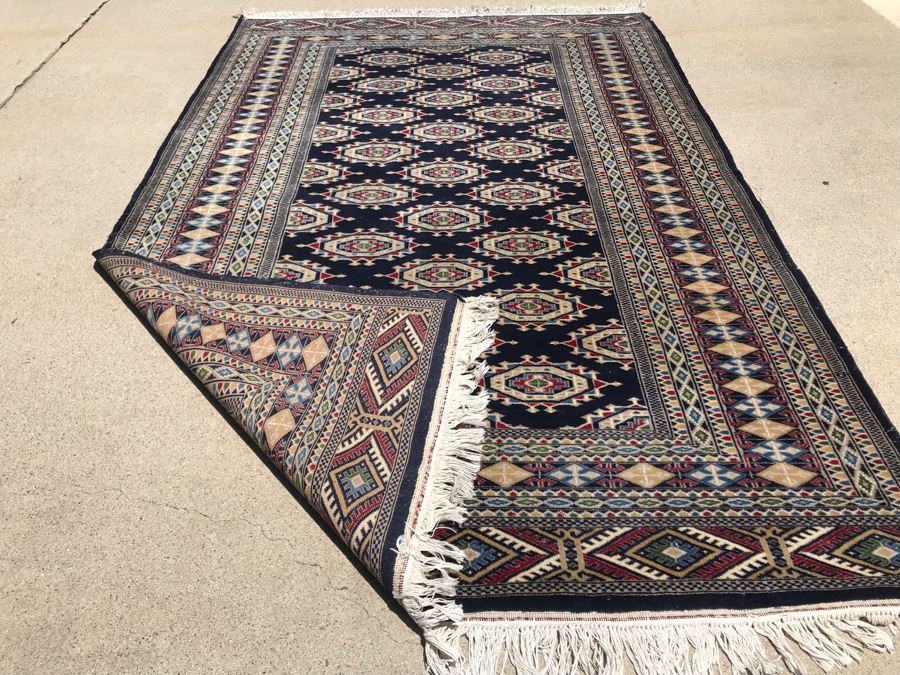 Vintage Handmade Persian Area Rug With Unusual Primary Colors 4'2' X 6'8' Apx. 400 knots / sq. in. [Photo 1]