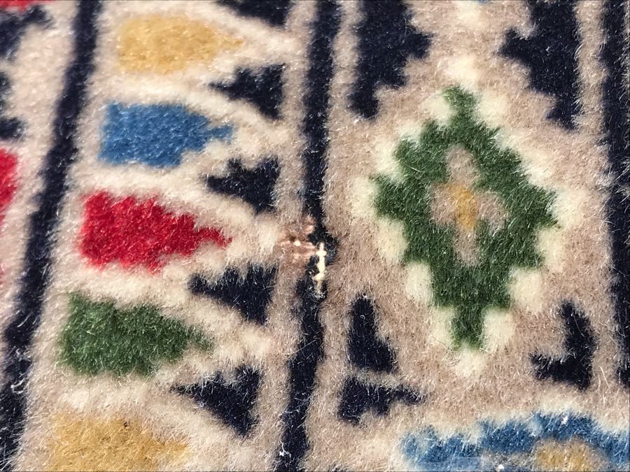 Vintage Handmade Persian Area Rug With Unusual Primary Colors 4'2' X 6'8' Apx. 400 knots / sq. in. [Photo 12]