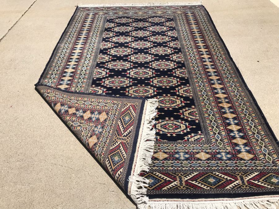 Vintage Handmade Persian Area Rug With Unusual Primary Colors 4'2' X 6'8' Apx. 400 knots / sq. in. [Photo 14]