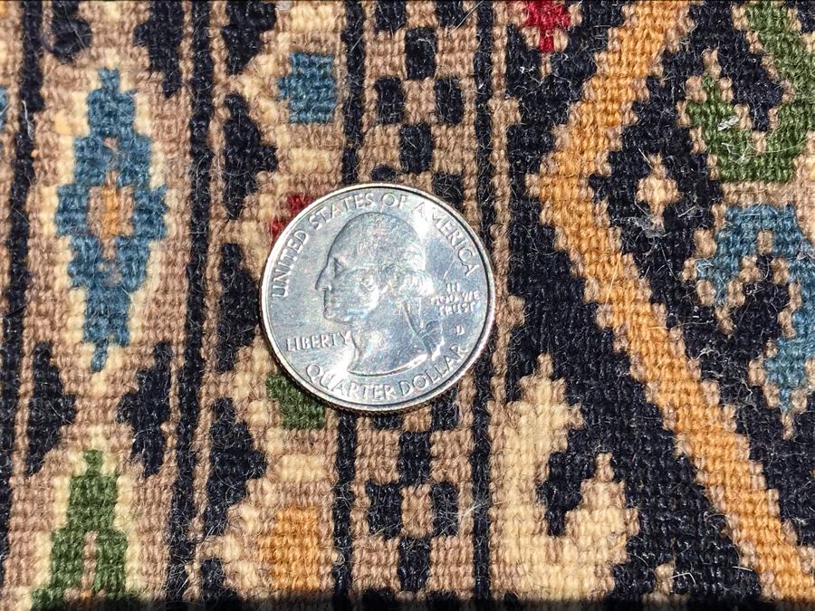 Vintage Handmade Persian Area Rug With Unusual Primary Colors 4'2' X 6'8' Apx. 400 knots / sq. in. [Photo 15]