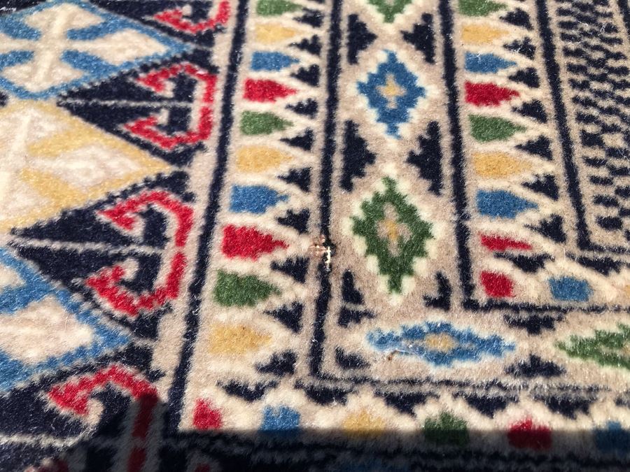 Vintage Handmade Persian Area Rug With Unusual Primary Colors 4'2' X 6'8' Apx. 400 knots / sq. in. [Photo 13]