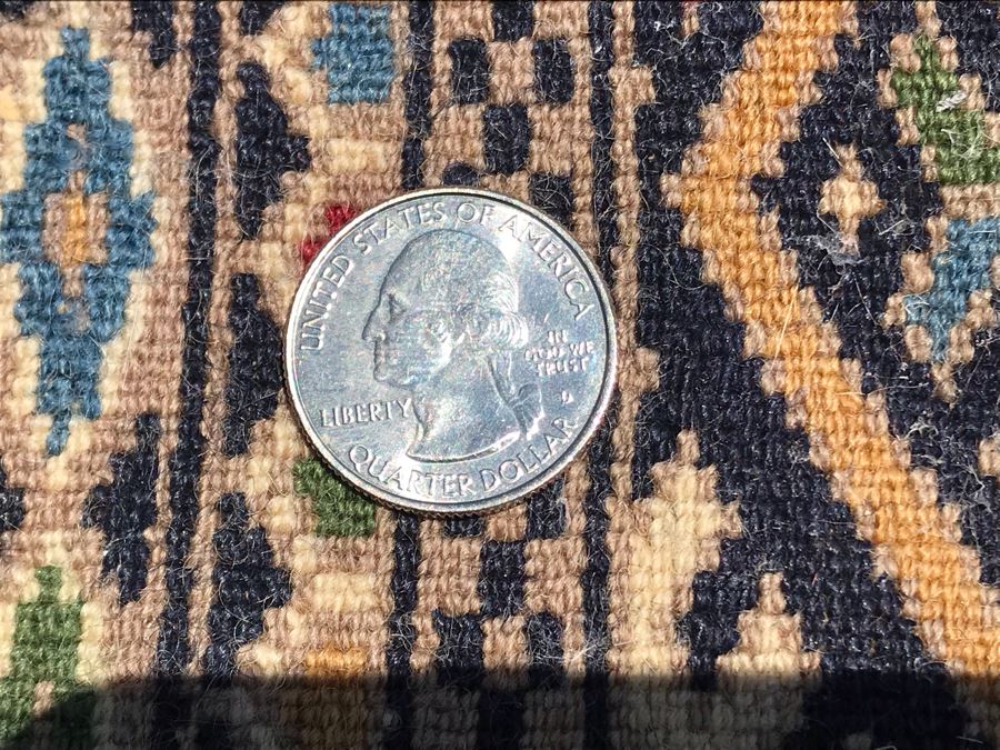 Vintage Handmade Persian Area Rug With Unusual Primary Colors 4'2' X 6'8' Apx. 400 knots / sq. in. [Photo 16]