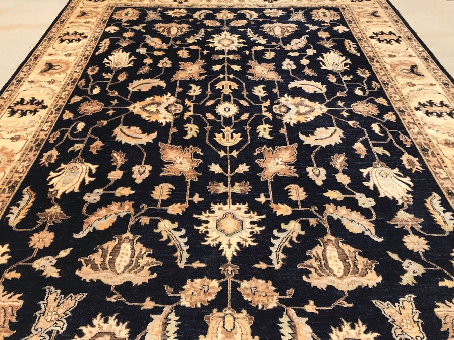 Vintage Handmade Persian Chobi Wool Area Rug Oushak Design From Afghanistan Ghazni Wool (Hand Spun) Natural Dyes 9' X 12' Retailed $3,800 Double Knot Apx. 100 knots / sq. in. With Certificate Of Authenticity [Photo 18]